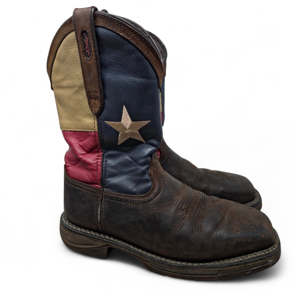 Durango Rebel Texas Flag Boots Men's 8.5 M‎ Square Toe Western Safety Toe DB021